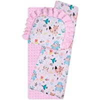 BlueberryShop Minky Juego de fundas para bebé- reversible Edredón Con Almohada Para Recién Nacidos- Para bebés de 0-12…